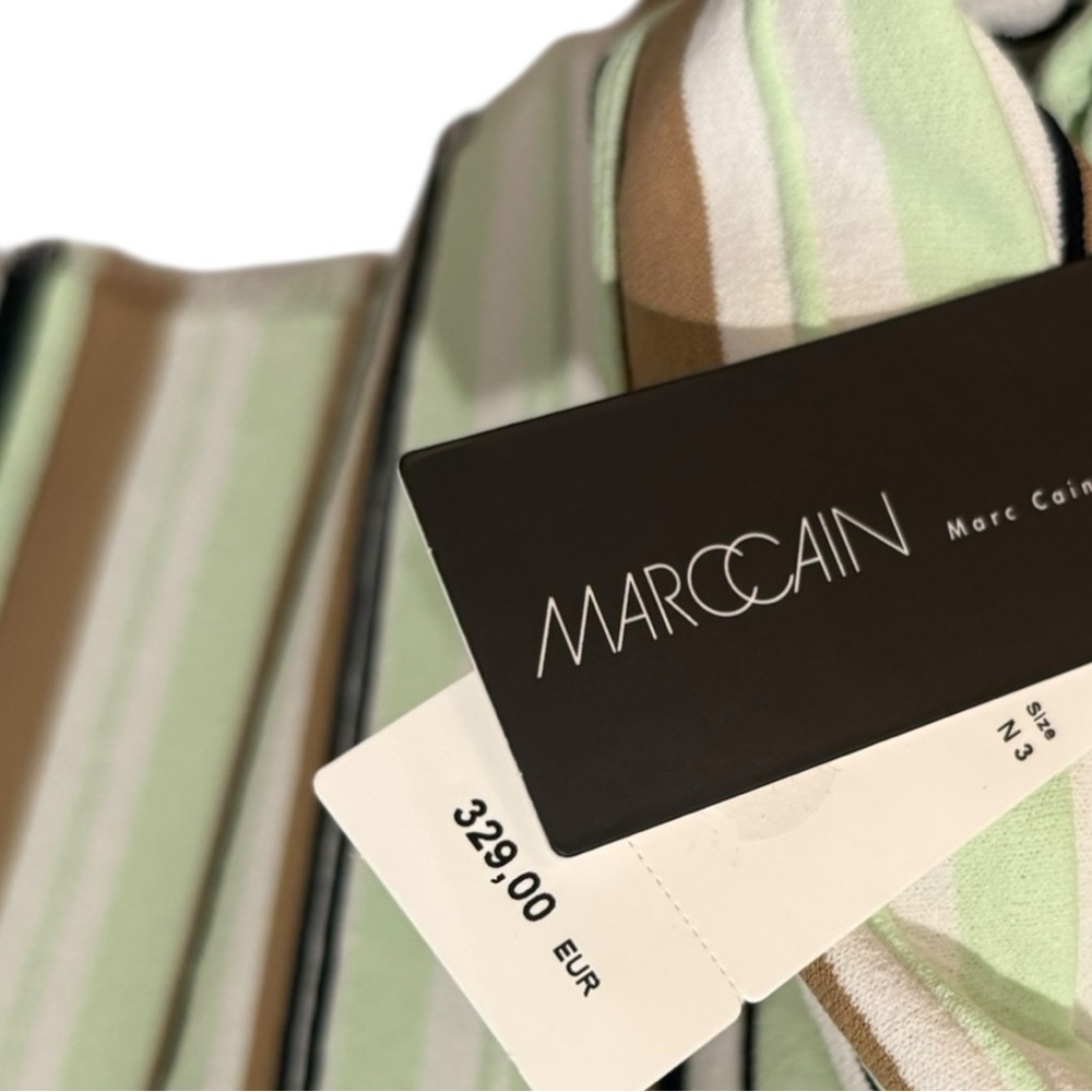 MARC CAIN Long-sleeved shirt, multicolored stripes Mint Green Brown Black Size M - Picture 7 of 9